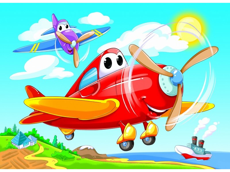 Купить оптом Холст с красками 17х22 см по номерам. ВЕСЕЛЫЕ САМОЛЕТЫ в Луганске