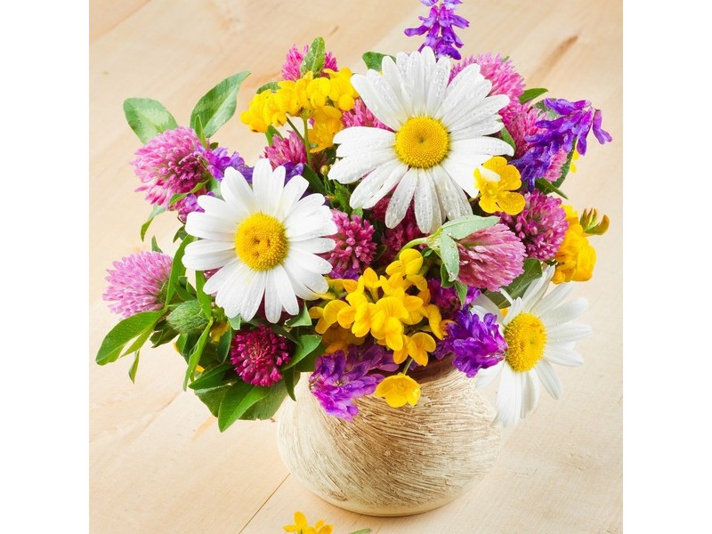 Холст с красками 20х20 см по номерам. БЛАГОУХАЮЩИЕ ЦВЕТЫ В ВАЗЕ