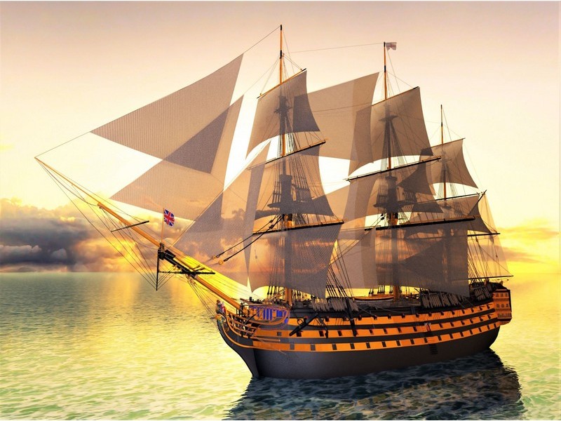 Алмазная мозаика 30х40 см БРИТАНСКОЕ СУДНО (с подр., с полн. заполн., блест.)