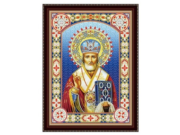 Алмазная мозаика 30х40 см ИКОНА НИКОЛАЯ ЧУДОТВОРЦА № 2 (с подр., c част. заполн., блест.)