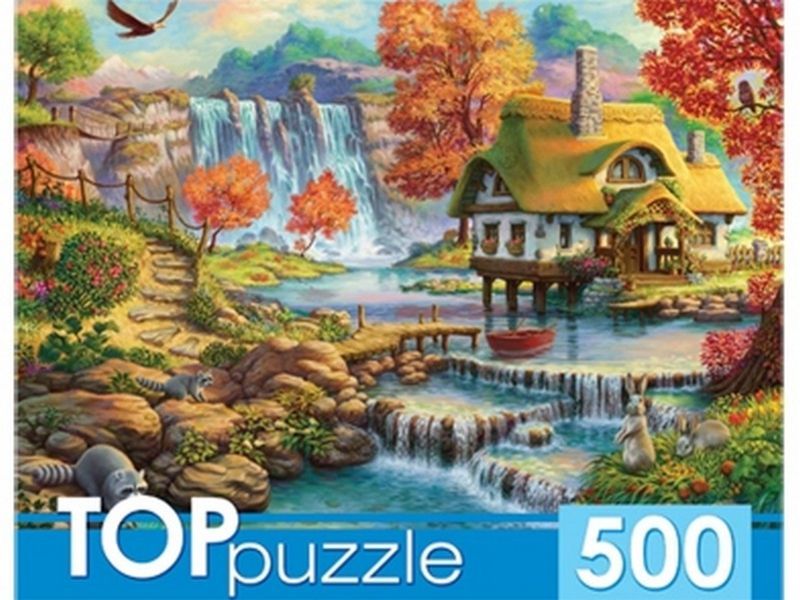 TOPpuzzle ПАЗЛЫ 500 элементов ДОМИК И ВОДОПАД