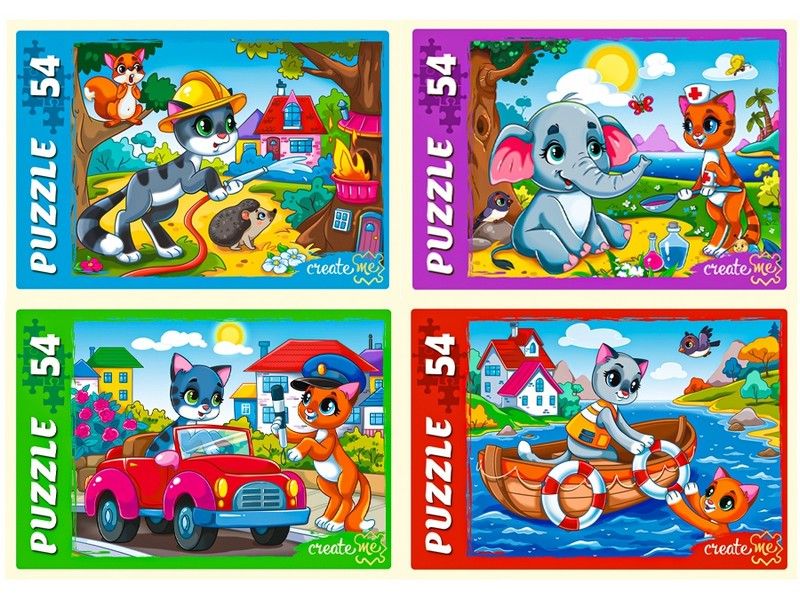 ПАЗЛЫ 54 элемента. ИСТОРИИ КОТЯТ кратно 32