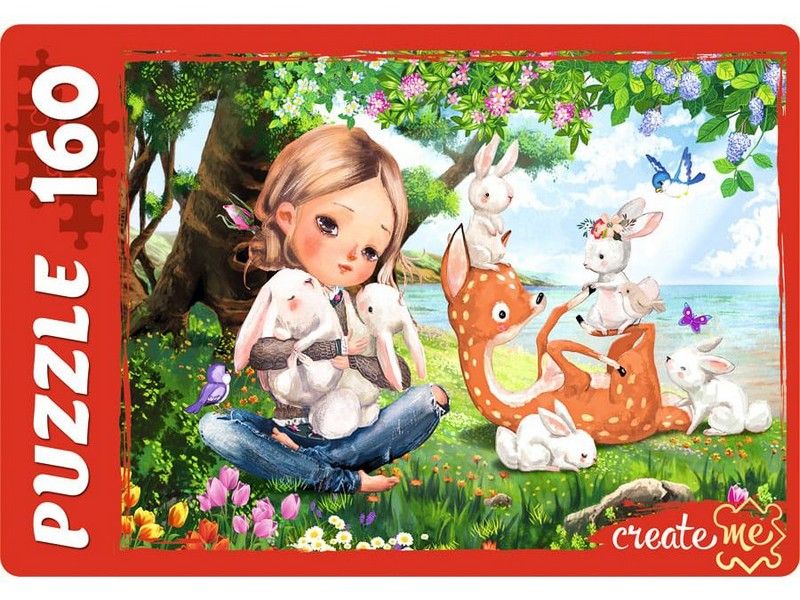 ПАЗЛЫ 160 элементов. ДЕВОЧКА С ПУШИСТЫМИ ДРУЗЬЯМИ №2