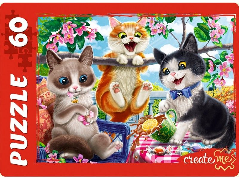 Купить оптом ПАЗЛЫ 60 элементов. ЗАБАВНЫЕ КОТИКИ №4 в Луганске