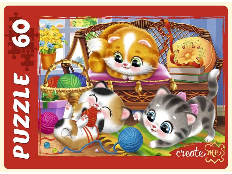 ПАЗЛЫ 60 элементов. СМЕШНЫЕ КОТЯТА №1