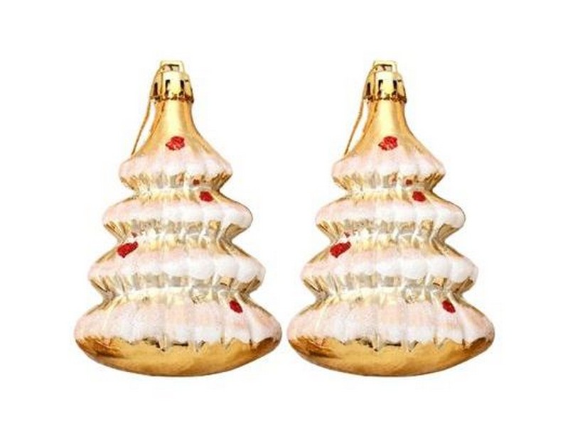 Купить оптом Набор подвесок ЕЛОЧКИ В ЗОЛОТЕ 8,6*5,8*3,2см (2шт/уп) 87332 в Луганске