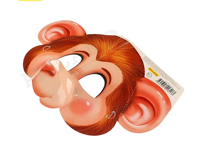 Маска детская из картона "ОБЕЗЬЯНКА" 24*24,5 см КРК-1317