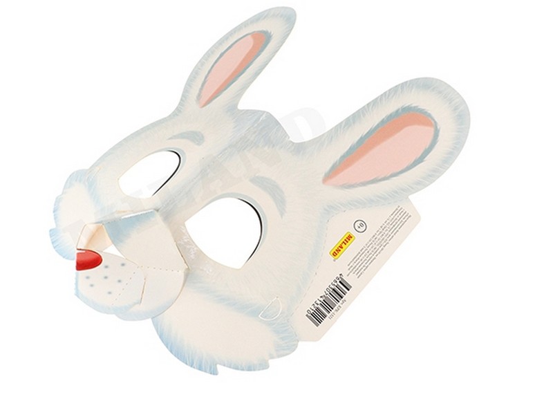 Маска детская из картона "БЕЛЫЙ ЗАЙЧИК" 24*24,5 см КРК-1321