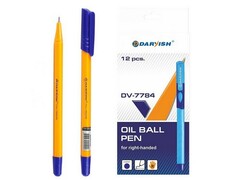 48245 [DV-3928]Ручка масляная «DARVISH» оранжевый трёхгранный корпус 0,7 мм СИНЯЯ