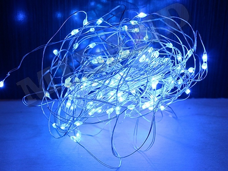 Гирлянда-проволока 10 м, 100 синих ламп  НУ-1008