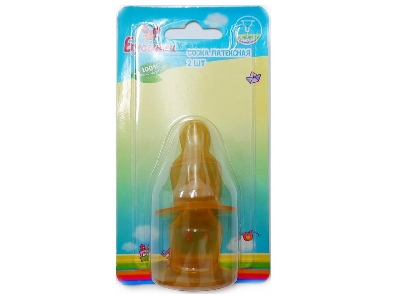 Соска ортодонтальная латексная на бутылочку медленный поток 513МП