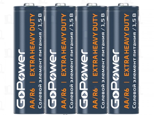 Батарейки пальчиковые GoPower (солевые, 1,5V) 4шт/уп
