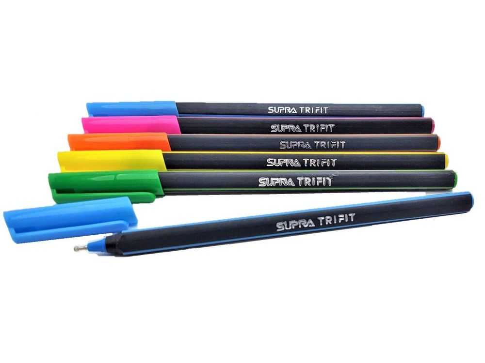 Ручка масляная «SUPRA TRIFIT» черный трехгранный soft корпус 0,7 мм СИНЯЯ (50шт/уп)