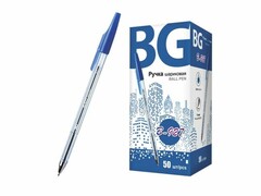50904 [R 3852]Ручка шариковая «BG» прозрачный корпус 0,7 мм СИНЯЯ (50шт/уп)