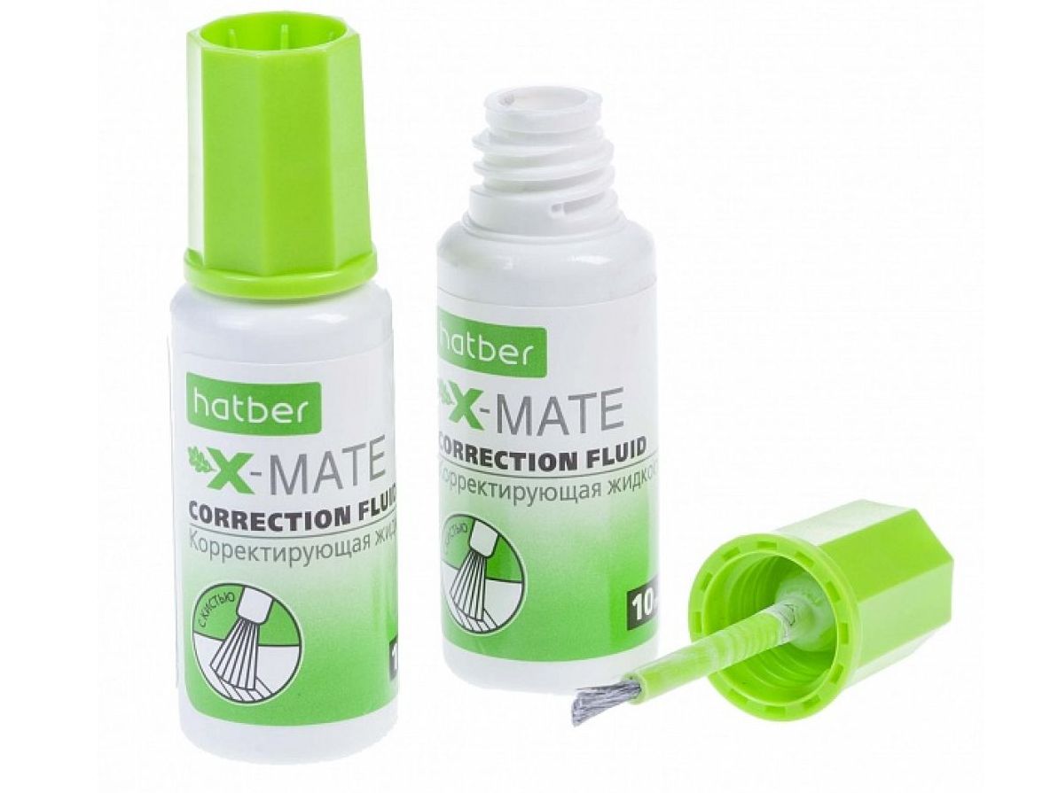 Купить оптом Корректирующая жидкость «HATBER X-MATE» 10 мл с кисточкой на химической основе в Луганске