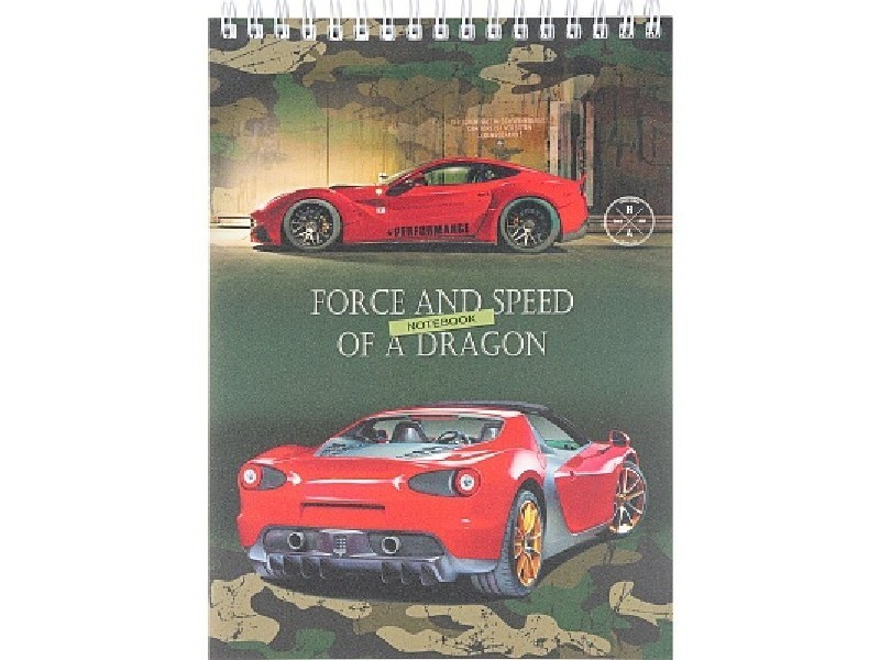 БЛОКНОТ А5 80л. клетка ГОНОЧНАЯ КРАСНАЯ МАШИНА (гребень, пластик. обл.)