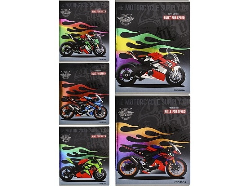 Тетрадь 48л КЛЕТКА "ОГНЕННЫЕ МОТОГОНКИ" (цвет. мелов. обл.)