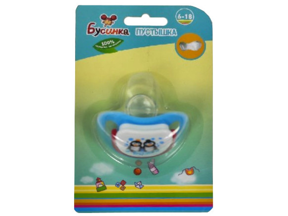 Пустышка с кольцом (6-18), соска силиконовая с прикусом 394БУС6-18