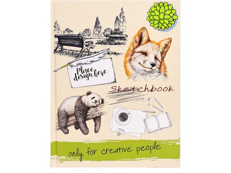 Скетчбук А5 80л. ПАНДА И ЛИСА (7БЦ, глян. лам., офсет) 80-9195