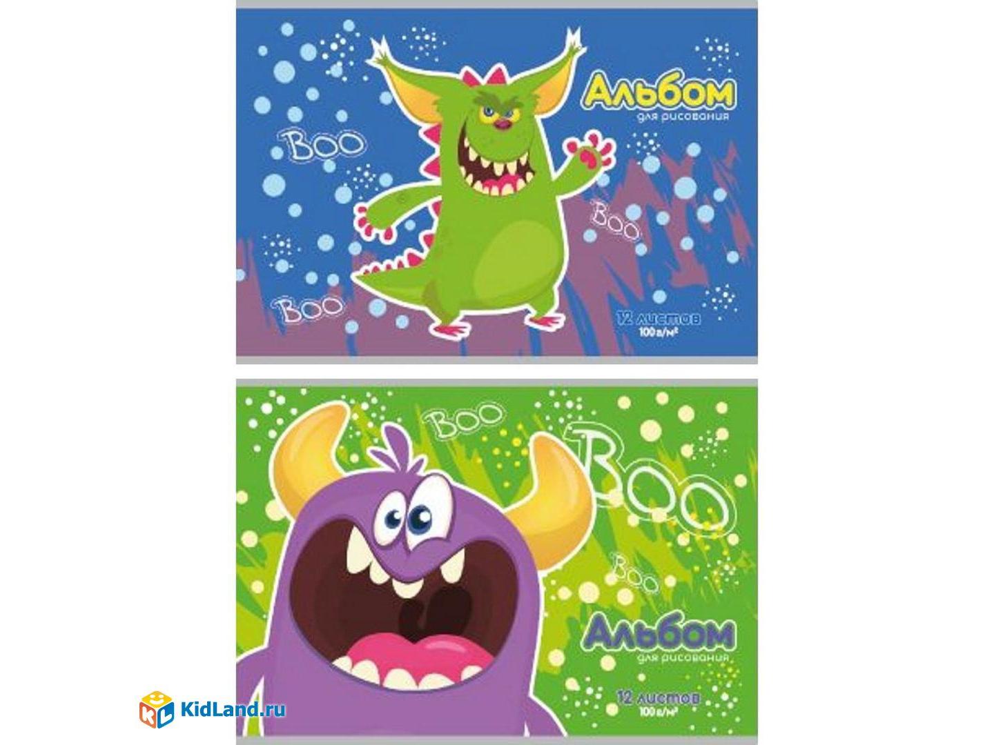 Альбом для рисования А4 12л "ЗАБАВНЫЕ МОНСТРИКИ-1" (скрепка, офсет)
