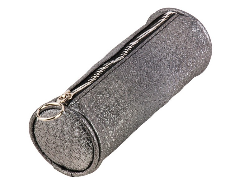 Пенал-тубус БЛЕСТЯЩЕЕ ПЛЕТЕНИЕ черный 20*6*6 см (ПВХ) ПН-6827