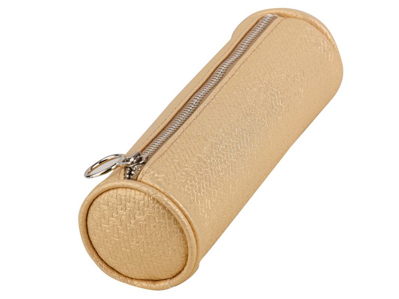 Пенал-тубус БЛЕСТЯЩЕЕ ПЛЕТЕНИЕ золотой 20*6*6 см (ПВХ) ПН-6828