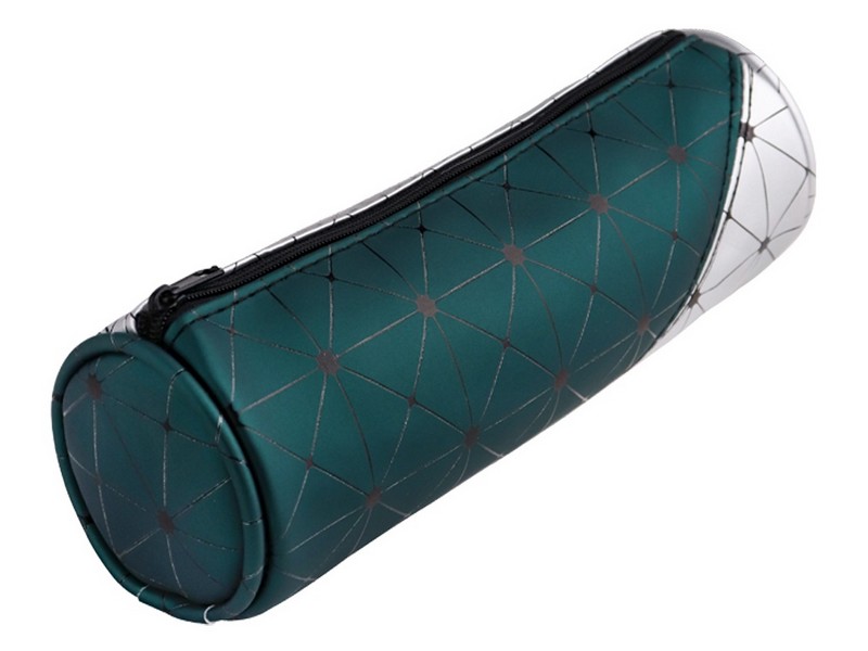 Пенал-тубус СЕРЕБРО И ЗЕЛЕНЫЙ. МАТОВЫЙ 20*7*7 см (ПВХ) ПН-7553