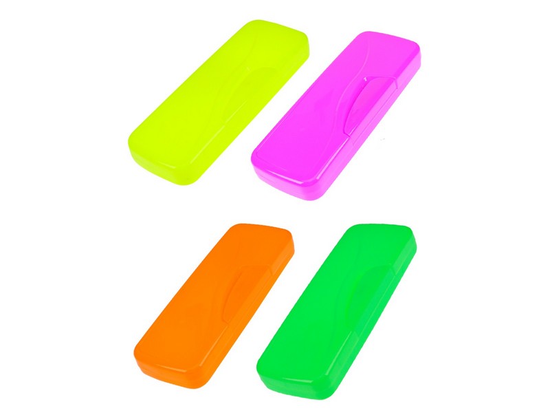 Пенал ЦВЕТА ФЛУОРЕСЦЕНТНЫЕ 75*205*26 мм (пластик) ПН-0493
