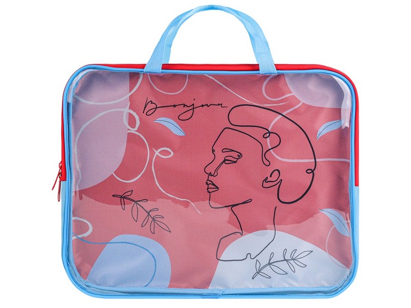 Купить оптом Папка-сумка А4 КОНТУРНЫЙ ПОРТРЕТ-5 с ручками (полиэстер, молния сверху) П-1081 в Луганске