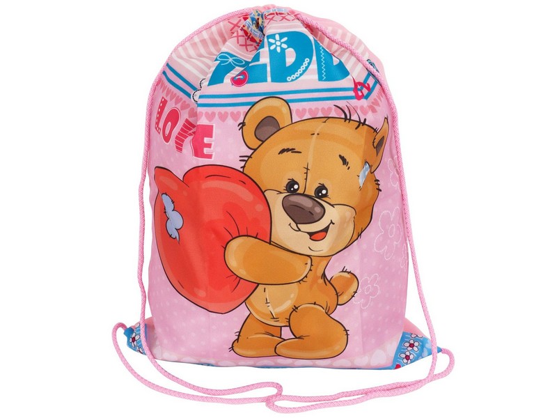 Мешок для обуви 1 отделение МИШКА С СЕРДЕЧКОМ 340*430мм