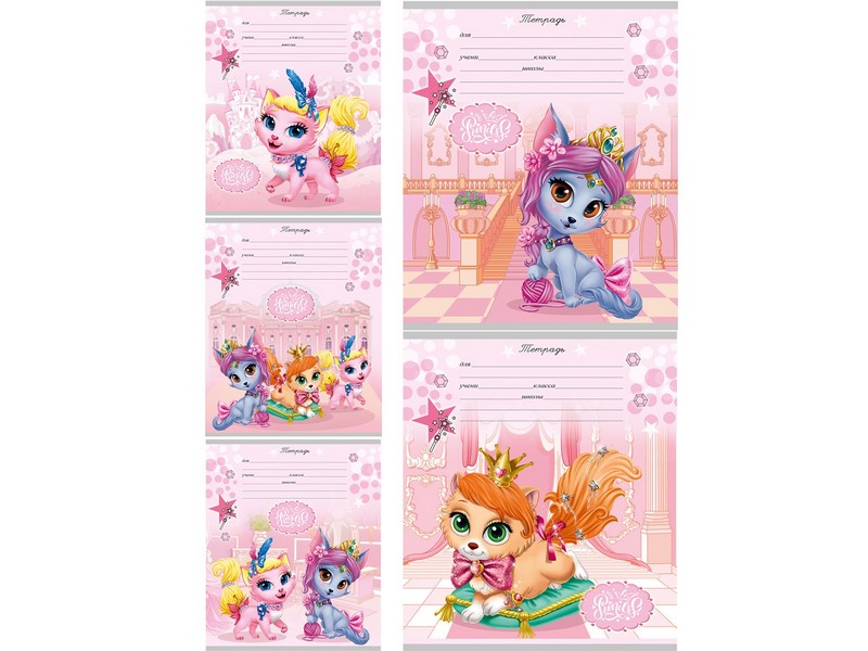 Тетрадь ЛИНИЯ 12л. КОРОЛЕВСКИЕ КОШЕЧКИ (цвет. мелов. обл.) 12-1602