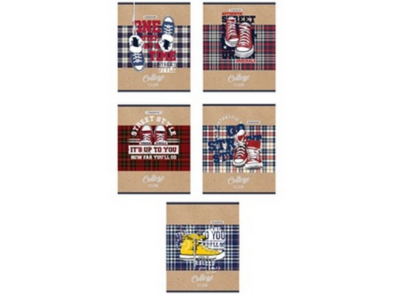 Тетрадь КЛЕТКА 96л. КЕДЫ И ШОТЛАНДСКАЯ КЛЕТКА (крафт) 96К-3073