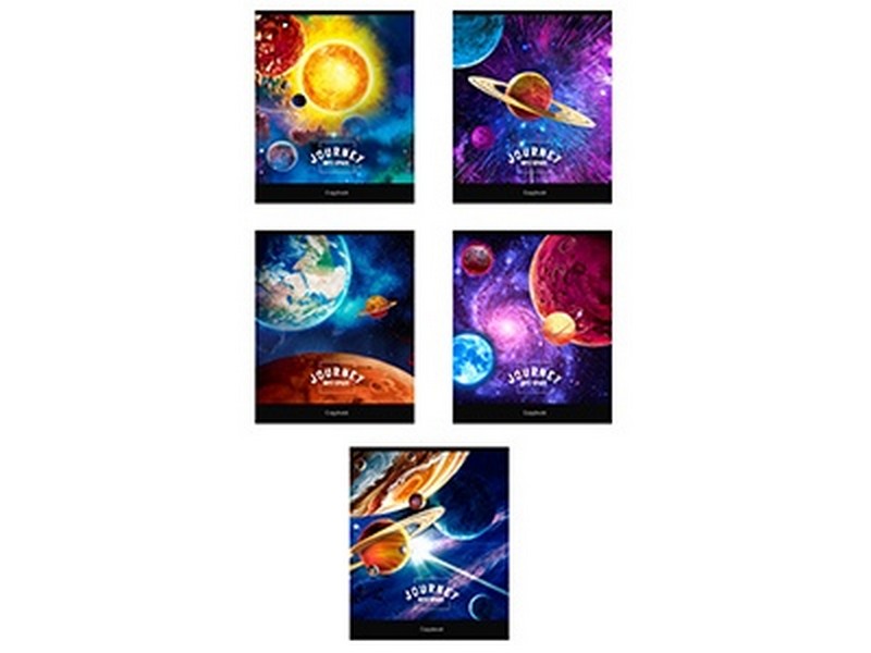 Тетрадь 48 л КЛЕТКА "КОСМИЧЕСКАЯ ТЕМА" (цвет. мелов. обл.)