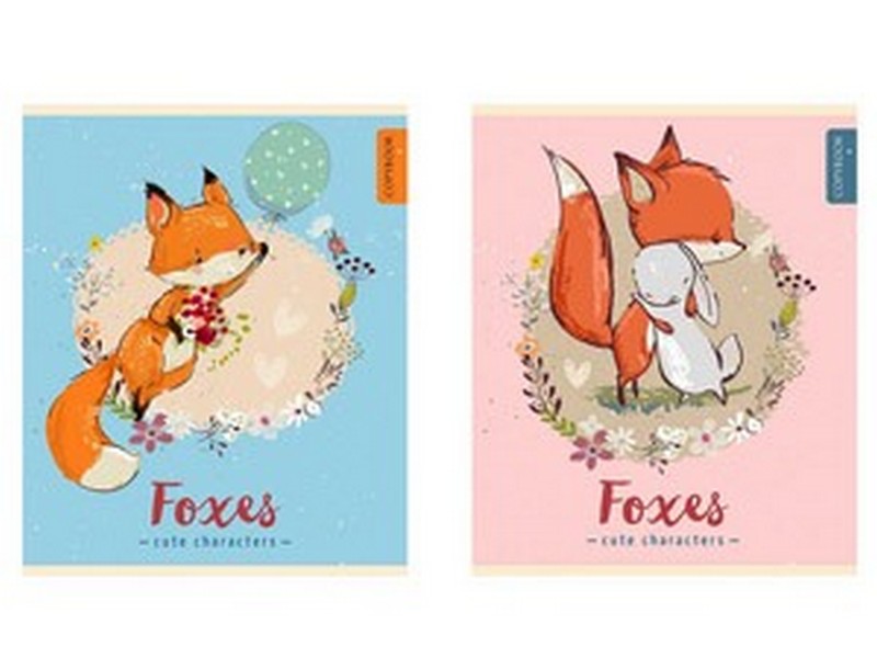 Тетрадь КЛЕТКА 48л. ЛИСА И ЗАЙЧИК (спираль, цвет. мелов. обл.) 48-5735