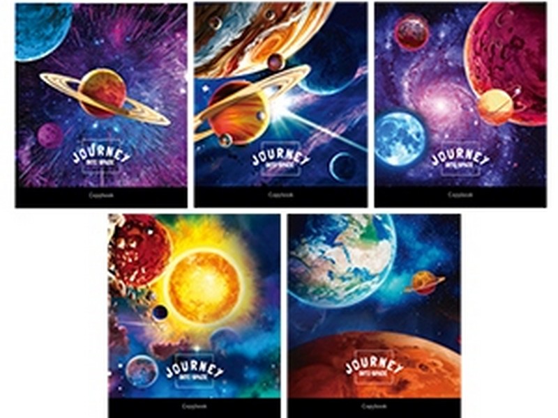 Тетрадь КЛЕТКА 80л. ЯРКИЙ КОСМОС (гребень, цвет. мелов. обл.) 80-0489