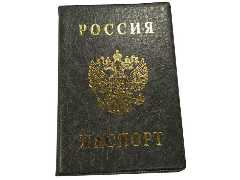 Обложка для паспорта РФ герб тиснение серая