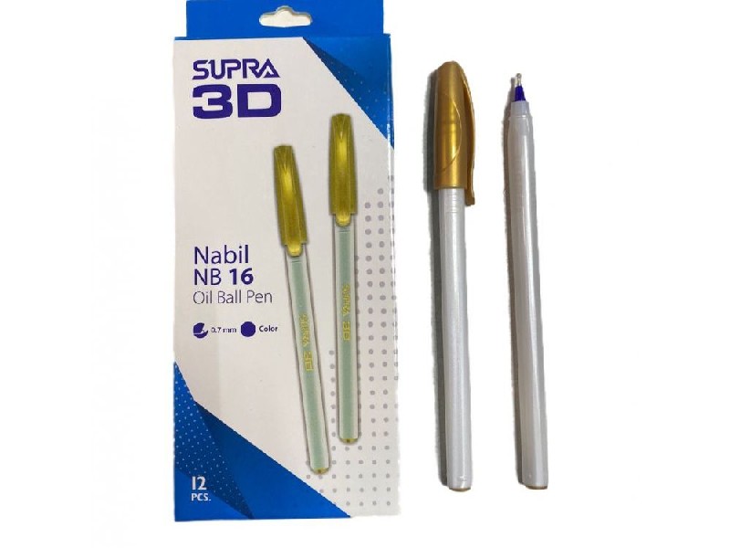 Ручка масляная «SUPRA» белый трехгранный корпус 0,7 мм СИНЯЯ (12шт/уп)