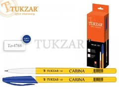 52379 [TZ-4768 син]Ручка масляная «TUKZAR» желтый корпус 1 мм СИНЯЯ (24шт/уп)