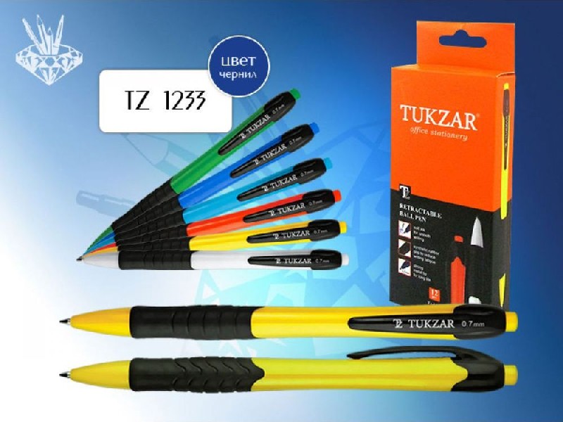 Ручка шариковая «TUKZAR» автомат. цветной корпус 0,7 мм СИНЯЯ (12шт/уп)