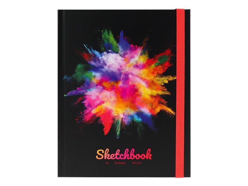 Скетчбук А5 80л. КРАСКИ (7БЦ, мат. лам., на резинке) С80-3059