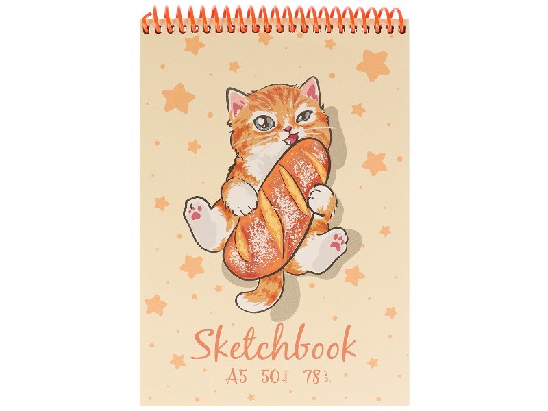 Скетчбук А5 50л. КОТЕНОК крафт блок (спираль) С50-3344