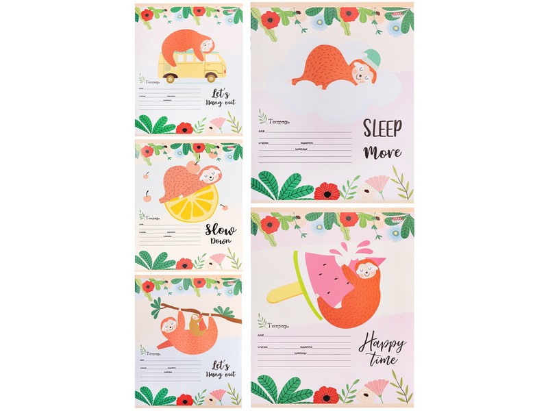 Тетрадь КЛЕТКА 12л. СОННЫЕ ЛЕНИВЦЫ (цвет. мелов. обл.)