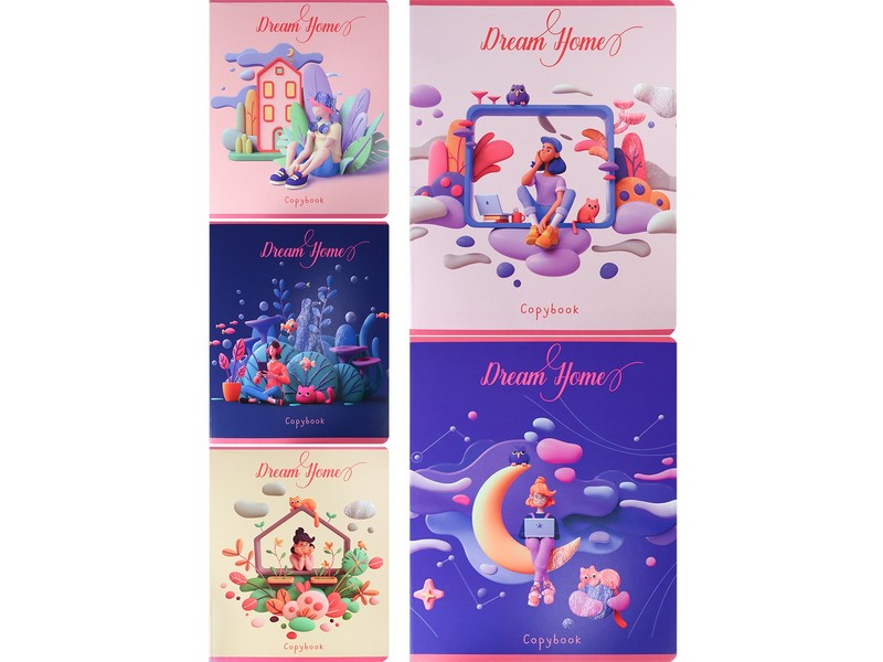 Тетрадь КЛЕТКА 48л. ДОМ МЕЧТЫ (цвет. мелов. обл.)