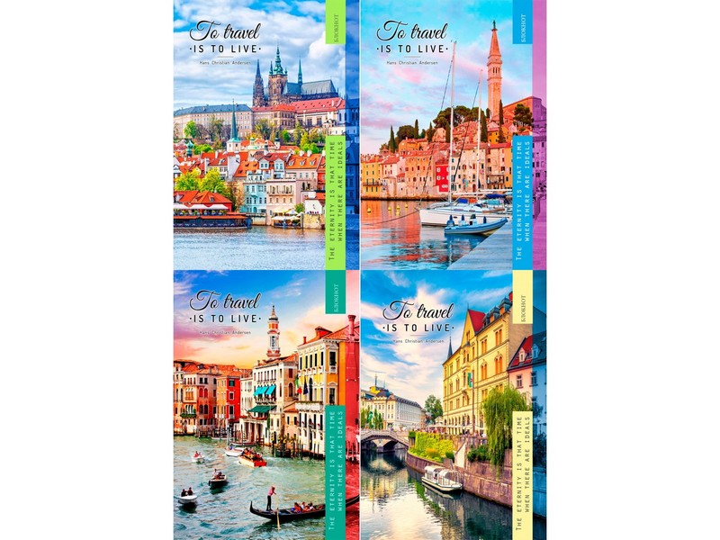 БЛОКНОТ А6 40л. клетка ПУТЕШЕСТВИЕ ПО НАБЕРЕЖНОЙ (гребень, цвет. мелов. обл.)