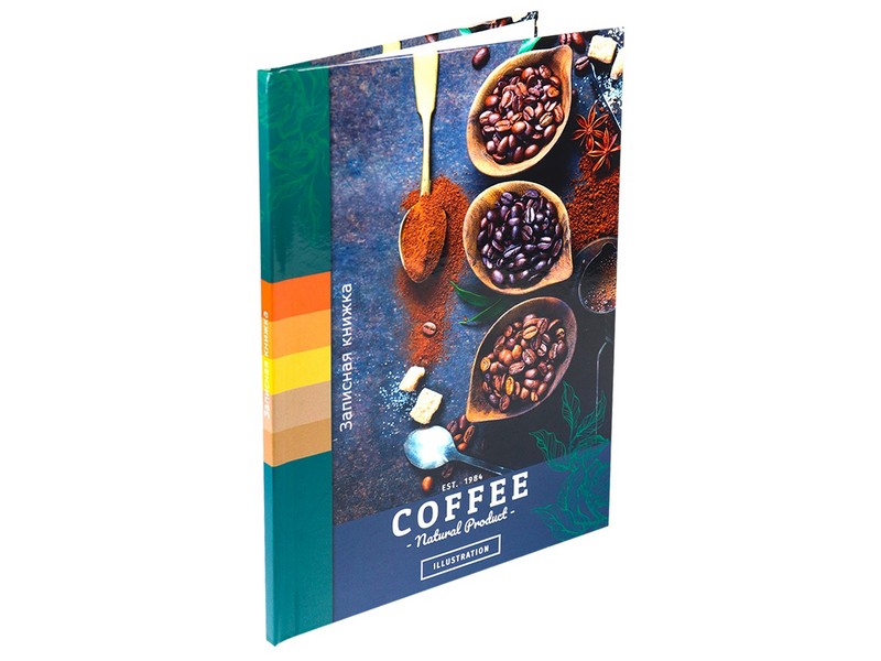Записная книжка А5 48л клетка "КОФЕЙНЫЕ ЗЕРНА-1" (7БЦ, глян. лам.)