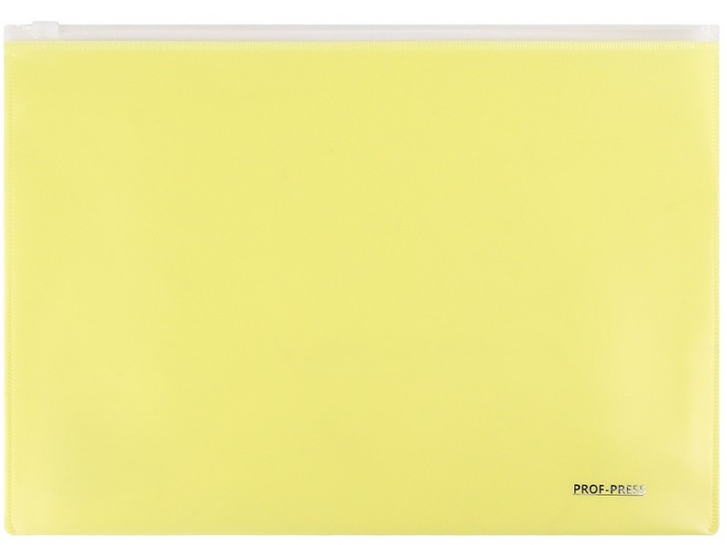 Папка-конверт А4 на молнии 180мкм ЖЕЛТАЯ ПК-3044