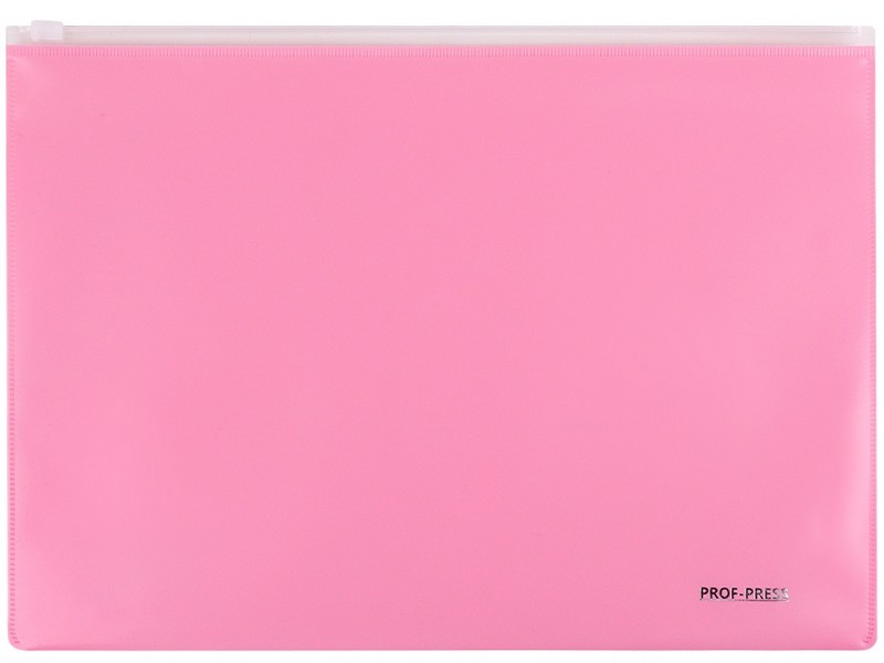 Папка-конверт А4 на молнии 180мкм РОЗОВАЯ ПК-3045