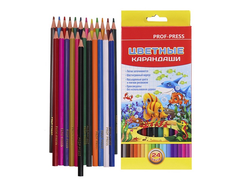 Карандаши цветные 24цв. МОРСКИЕ ОБИТАТЕЛИ d=2,65мм КЦ-8381