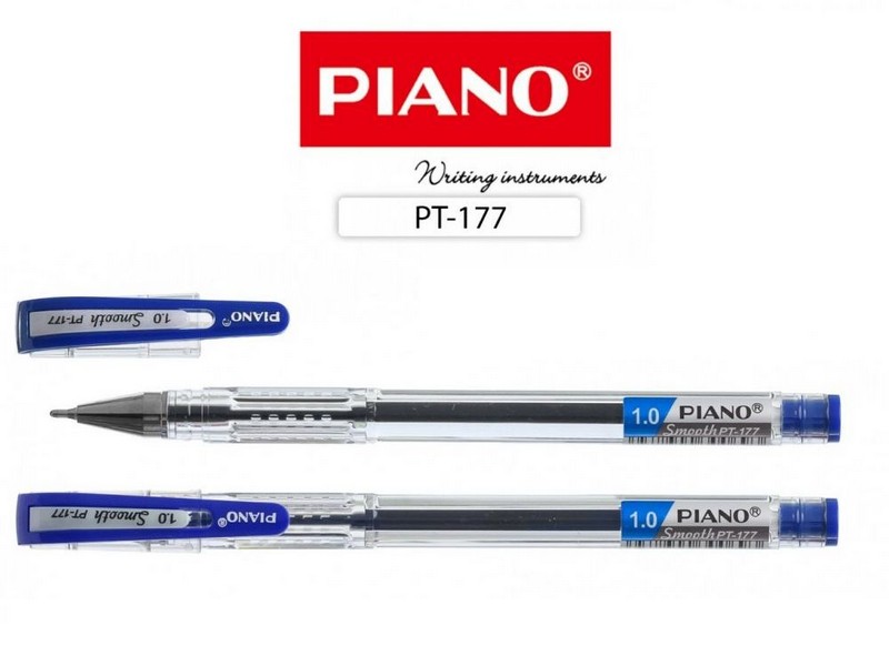Ручка масляная "PIANO" прозрачный корпус 1 мм СИНЯЯ (50шт/уп) РТ-177