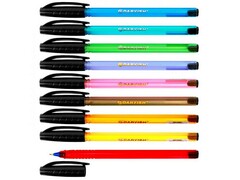 53412 [DV12251]Ручка масляная DARVISH прозрачный цветной корпус 0,7мм СИНЯЯ (12шт/уп)